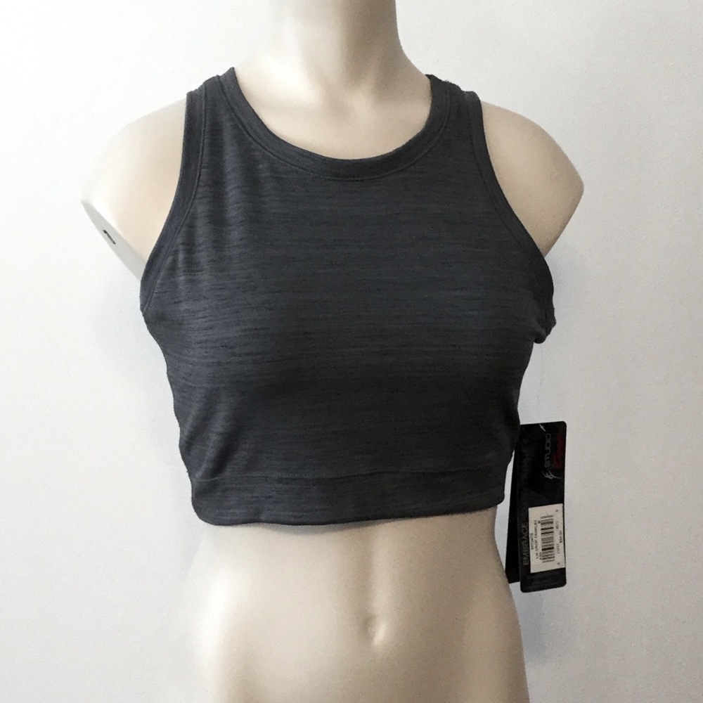 STUDIO BY CAPEZIO sz Medium Crop Tank Top “Lia Crop Tanklet” in Ash Gray NWT